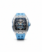 GearVolts Skeleton Automatic Wristwatch for Men - Bright Blue Silicone Band
