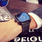 GearVolts Industrial Skeleton Automatic Watch - Black Case, Brown Leather Strap