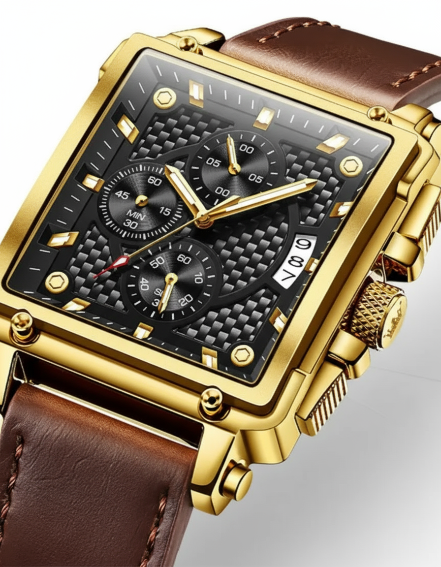 GearVolts Black & Gold Automatic Skeleton Sport Watch