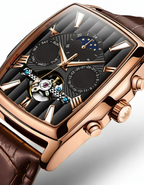 GearVolts Men's Tonneau Mechanical Watch - Multi-Function Day/Date