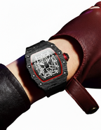 GearVolts Skeleton Sport Watch - Black Camo Case, Red Accents