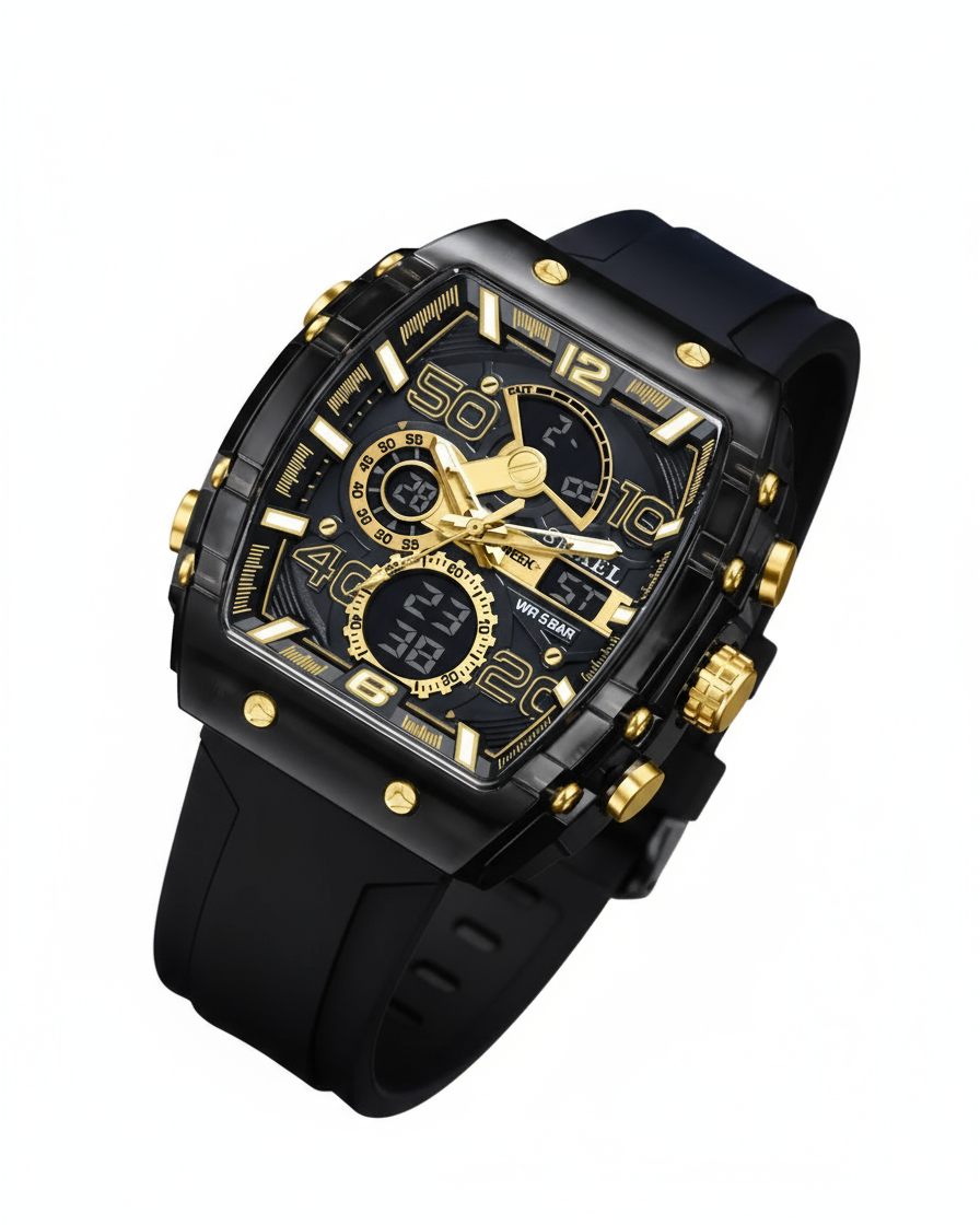 The Gearvolts Black & Gold Analog-Digital Sport Watch for Men