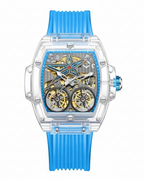 Gearvolts Edition:Venom Skeleton Automatic Watch | Clear Case Blue Strap