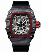 GearVolts Skeleton Sport Watch - Black Camo Case, Red Accents